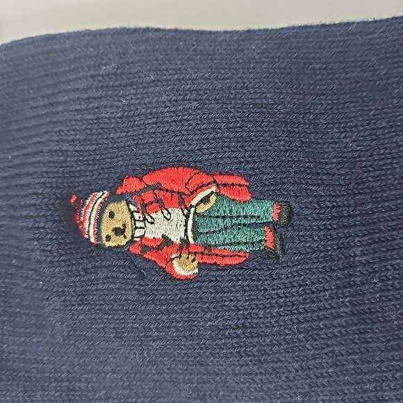 NWT Polo Ralph Lauren Teddy Bear Navy & Red Blue Socks Mens 10-13 Thick Cotton - Picture 2 of 5